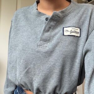 Gonzaga Bulldogs cropped vintage reworked long sleeve thermal henley large